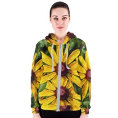 Sunflower Painting Women s Zipper Hoodie by ExtraGoodSauce