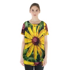 Sunflower Painting Skirt Hem Sports Top by ExtraAwesomeSauce