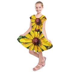 Sunflower Painting Kids  Short Sleeve Dress by ExtraAwesomeSauce