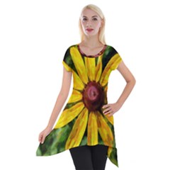 Sunflower Painting Short Sleeve Side Drop Tunic by ExtraGoodSauce