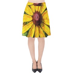 Sunflower Painting Velvet High Waist Skirt by ExtraAwesomeSauce