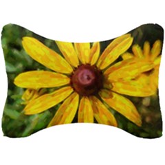 Sunflower Painting Seat Head Rest Cushion by ExtraGoodSauce