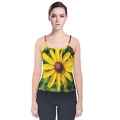 Sunflower Painting Velvet Spaghetti Strap Top by ExtraGoodSauce