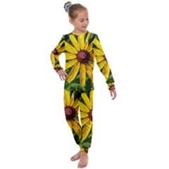 Sunflower Painting Kids  Long Sleeve Set  by ExtraGoodSauce