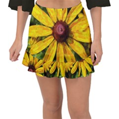 Sunflower Painting Fishtail Mini Chiffon Skirt by ExtraGoodSauce