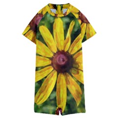 Sunflower Painting Kids  Boyleg Half Suit Swimwear by ExtraGoodSauce