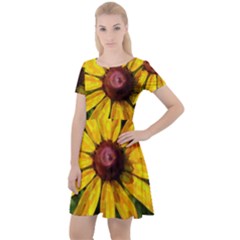 Sunflower Painting Cap Sleeve Velour Dress  by ExtraAwesomeSauce