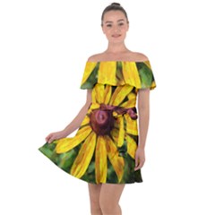 Sunflower Painting Off Shoulder Velour Dress by ExtraAwesomeSauce