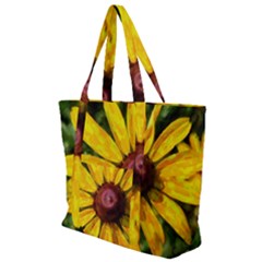 Sunflower Painting Zip Up Canvas Bag by ExtraGoodSauce