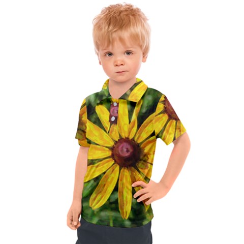 Sunflower Painting Kids  Polo Tee by ExtraGoodSauce