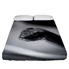 Black And White Snake Fitted Sheet (california King Size) by ExtraGoodSauce