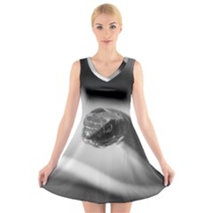 Black And White Snake V-neck Sleeveless Dress by ExtraGoodSauce