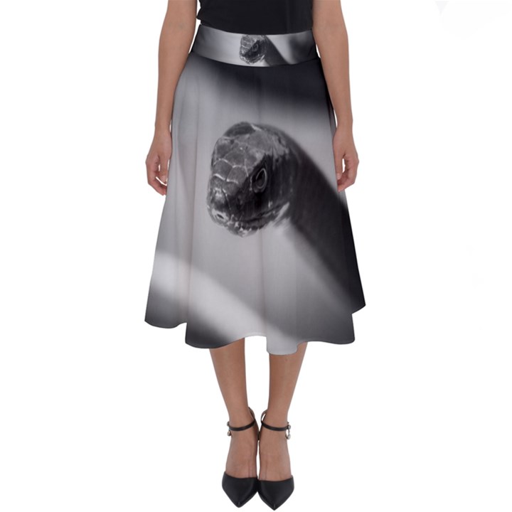 Black and White Snake Perfect Length Midi Skirt