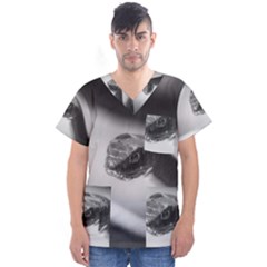 Black And White Snake Men s V-neck Scrub Top