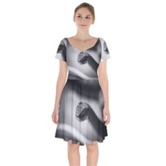 Black And White Snake Short Sleeve Bardot Dress by ExtraAwesomeSauce