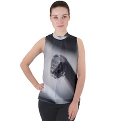 Black And White Snake Mock Neck Chiffon Sleeveless Top by ExtraGoodSauce