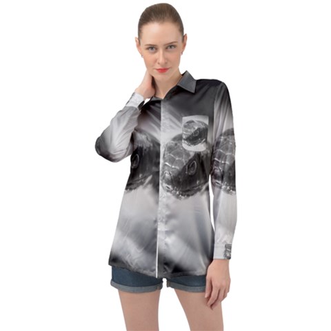 Black And White Snake Long Sleeve Satin Shirt by ExtraGoodSauce