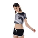 Black and White Snake Tie Back Short Sleeve Crop Tee View2