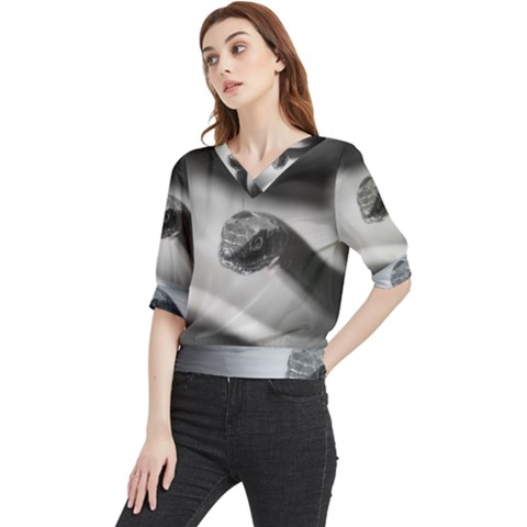 Black And White Snake Quarter Sleeve Blouse by ExtraGoodSauce