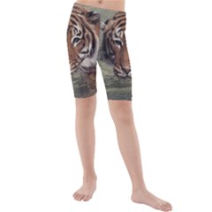 Swimming Tiger Kids  Mid Length Swim Shorts by ExtraGoodSauce