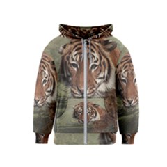 Swimming Tiger Kids  Zipper Hoodie by ExtraGoodSauce