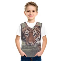 Swimming Tiger Kids  Basketball Tank Top by ExtraGoodSauce