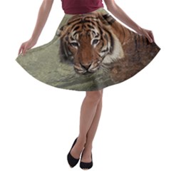 Swimming Tiger A-line Skater Skirt by ExtraGoodSauce