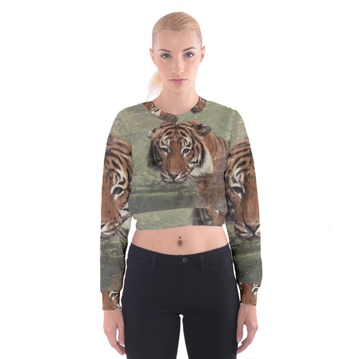 Swimming Tiger Cropped Sweatshirt