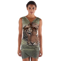 Swimming Tiger Wrap Front Bodycon Dress by ExtraGoodSauce