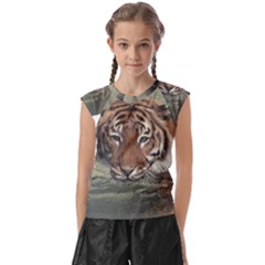 Swimming Tiger Kids  Raglan Cap Sleeve Tee by ExtraGoodSauce