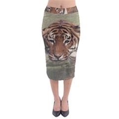 Swimming Tiger Midi Pencil Skirt by ExtraGoodSauce