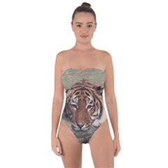 Swimming Tiger Tie Back One Piece Swimsuit by ExtraGoodSauce