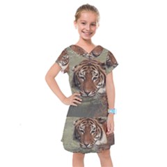 Swimming Tiger Kids  Drop Waist Dress by ExtraGoodSauce