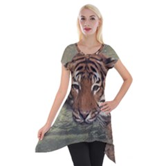 Swimming Tiger Short Sleeve Side Drop Tunic by ExtraGoodSauce