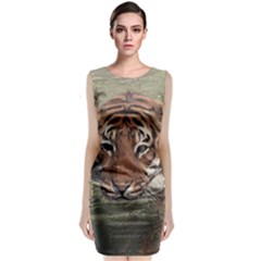 Swimming Tiger Sleeveless Velvet Midi Dress by ExtraGoodSauce