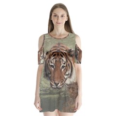 Swimming Tiger Shoulder Cutout Velvet One Piece by ExtraGoodSauce