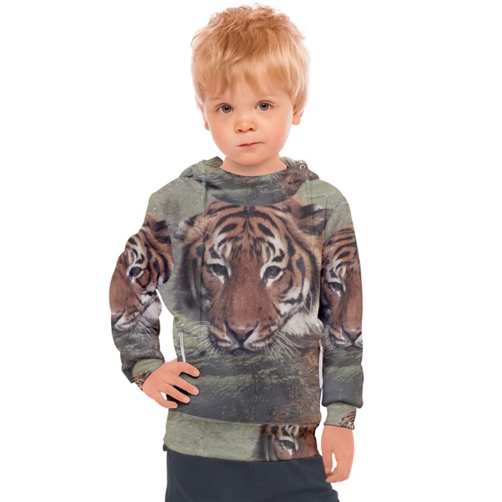 Swimming Tiger Kids  Hooded Pullover