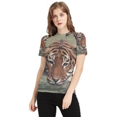 Swimming Tiger Women s Short Sleeve Rash Guard by ExtraGoodSauce