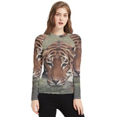 Swimming Tiger Women s Long Sleeve Rash Guard by ExtraGoodSauce