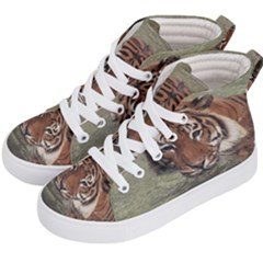 Swimming Tiger Kids  Hi-top Skate Sneakers by ExtraGoodSauce