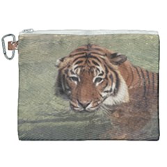 Swimming Tiger Canvas Cosmetic Bag (xxl)