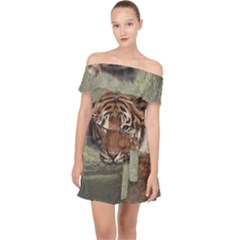 Swimming Tiger Off Shoulder Chiffon Dress by ExtraGoodSauce