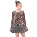 Swimming Tiger Kids  Long Sleeve Dress View1