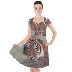 Swimming Tiger Cap Sleeve Midi Dress by ExtraGoodSauce