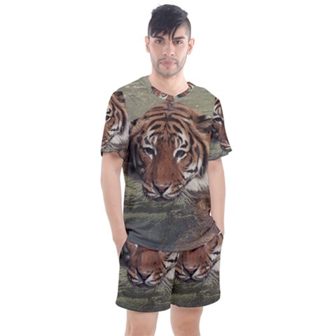 Swimming Tiger Men s Mesh Tee And Shorts Set by ExtraGoodSauce