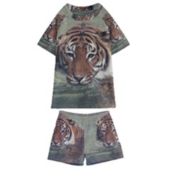 Swimming Tiger Kids  Swim Tee And Shorts Set by ExtraGoodSauce