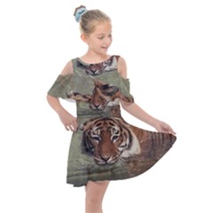 Swimming Tiger Kids  Shoulder Cutout Chiffon Dress by ExtraGoodSauce