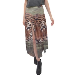 Swimming Tiger Velour Split Maxi Skirt by ExtraGoodSauce