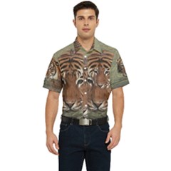 Swimming Tiger Men s Short Sleeve Pocket Shirt  by ExtraGoodSauce