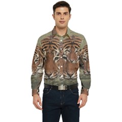 Swimming Tiger Men s Long Sleeve Pocket Shirt  by ExtraGoodSauce